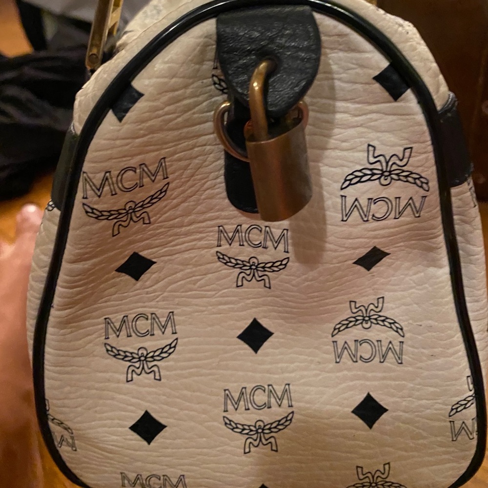 White MCM medium sized handbag.